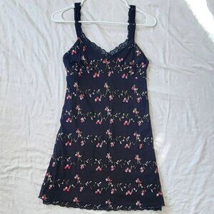 LOVE SOUP Y2K Whimsigoth Dress Babydoll Black Grunge Fairy Floral Lace Rose NWOT
